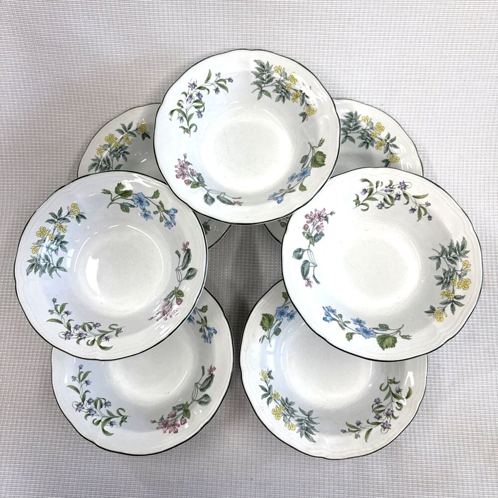 Vintage Sakura Jewelstone Botanica Floral Stoneware Bowls 7" Set of 7